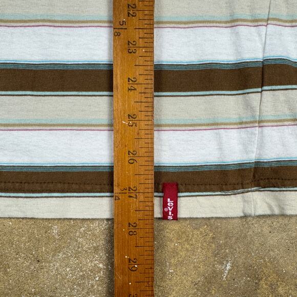 Vintage Levi’s‎ Polo Shirt Men’s Large Brown White Striped Y2K Made in Pakistan - Picture 9 of 10